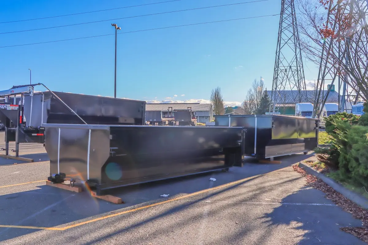 Roll-off dumpster ready for waste disposal at job site for Yard Waste Dumpster Rental in Hillsboro